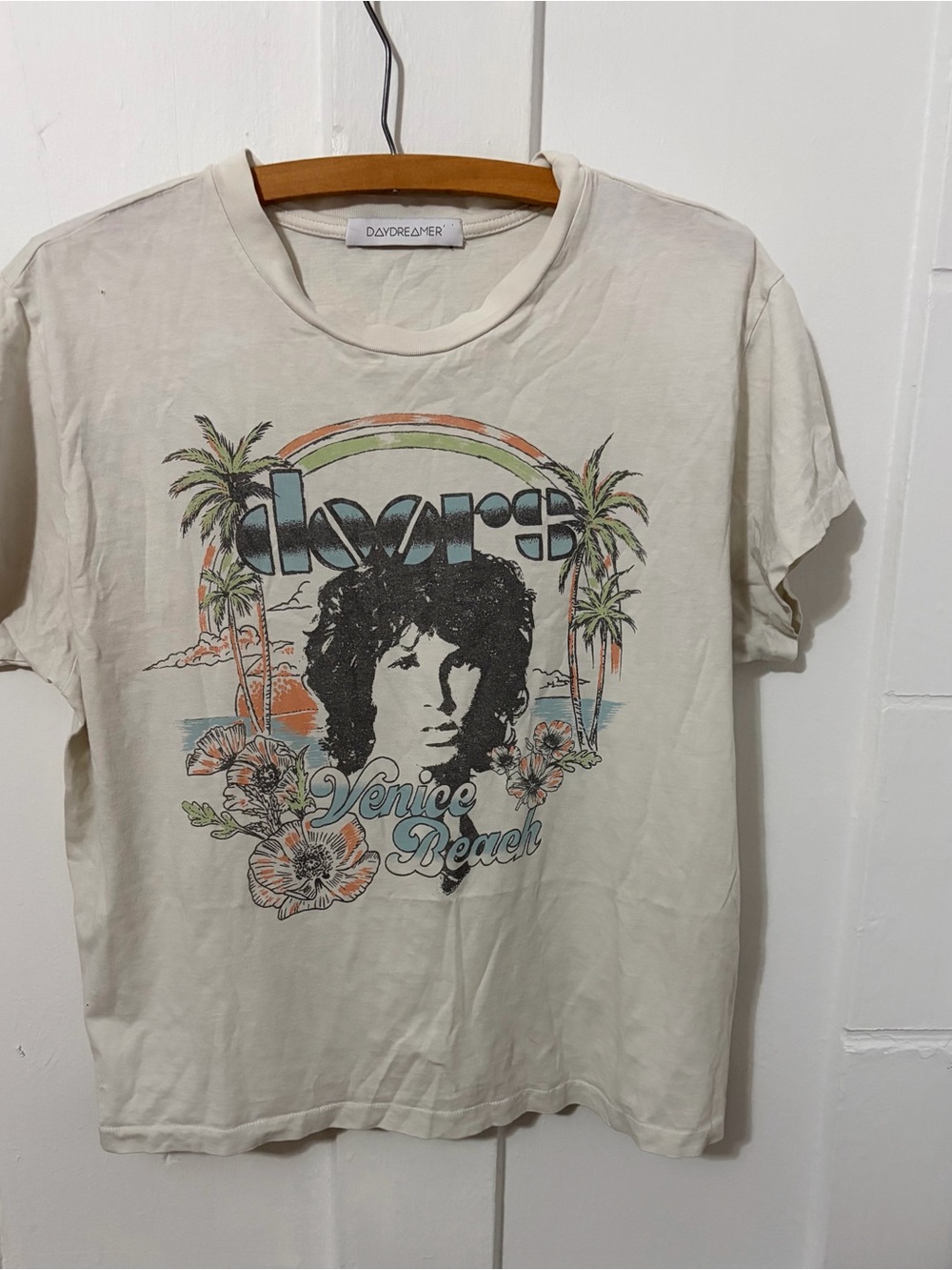 Daydreamer Venice Beach The Doors Graphic Tee - Cream, Black, Green, Orange
